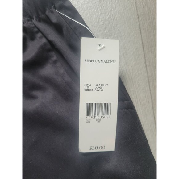 Rebecca Malone Womens Elastic Waist Capri Pants L Black Polyester NWT - Picture 4 of 6